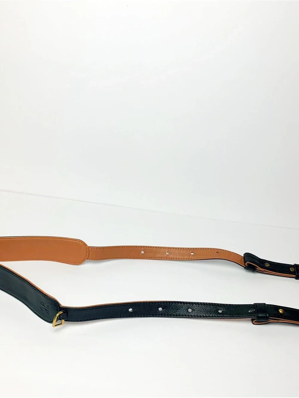 HOBO Black Leather Shoulder Strap with Tan Lining and Gold Hardware